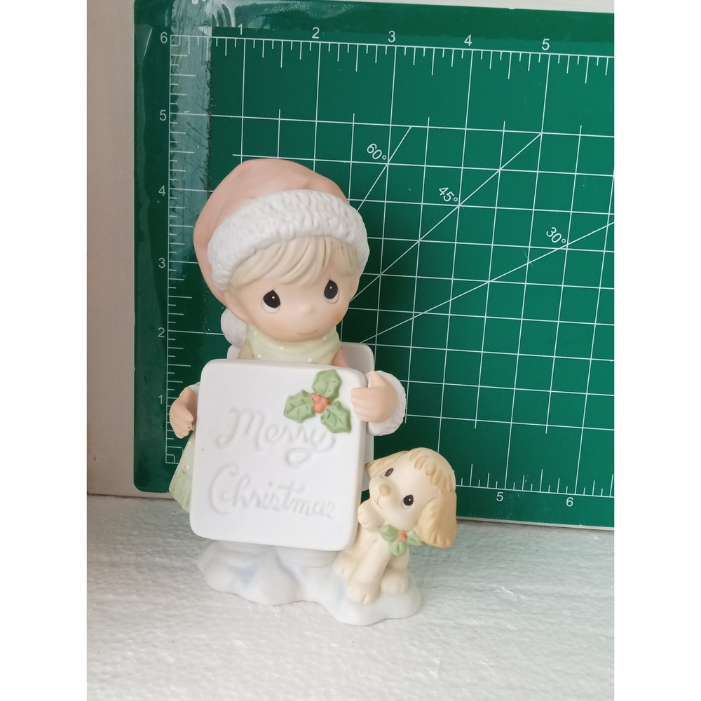 Precious Moments Merry‎ Christmas Happy New Year Figurine Light Up Dog